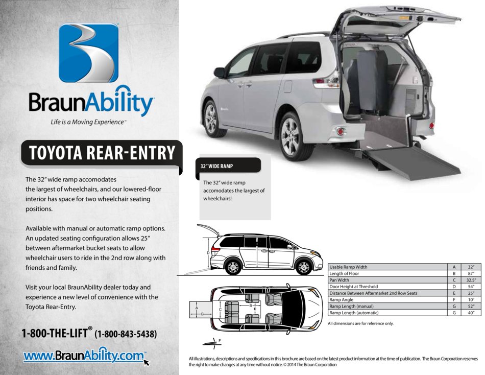 Braunability Toyota Manual Rear Entry Wheelchair Van 