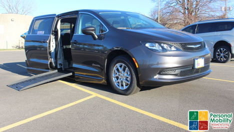 New Wheelchair Van For Sale: 2022 Chrysler Pacifica Touring Wheelchair Accessible Van For Sale with a BraunAbility Chrysler Entervan II on it. VIN: 2C4RC1CG6NR204554