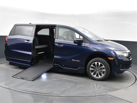 New Wheelchair Van For Sale: 2023 Honda Odyssey EX-L Wheelchair Accessible Van For Sale with a BraunAbility Honda Power Infloor on it. VIN: 5FNRL6H63PB035038