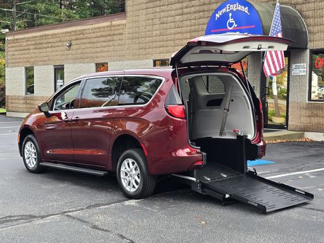 Used Wheelchair Van For Sale: 2022 Chrysler Voyager LX Wheelchair Accessible Van For Sale with a Rear Entry Handicap Van on it. VIN: 2C4RC1CG4NR226150