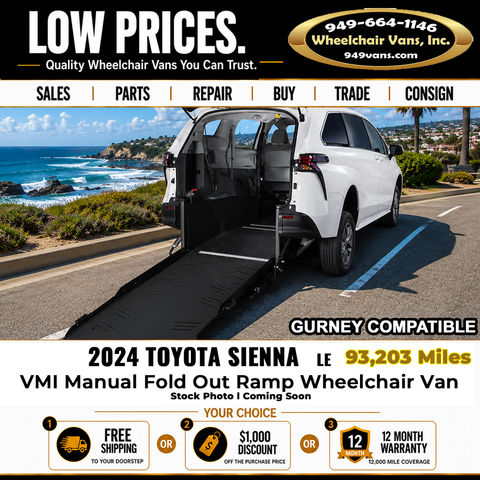 Used Wheelchair Van For Sale: 2024 Toyota Sienna  Wheelchair Accessible Van For Sale with a VMI - Toyota Sienna Hybrid - Rear Entry - FWD on it. VIN: 5TDKRKEC1RS199311