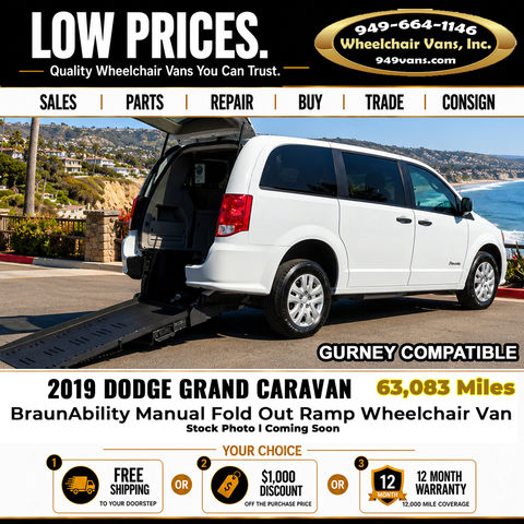 Used Wheelchair Van For Sale: 2019 Dodge Caravan SXT Wheelchair Accessible Van For Sale with a BraunAbility - Dodge Manual Rear Entry on it. VIN: 2C4RDGCG9KR632551