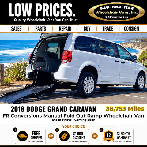 Used Wheelchair Van For Sale: 2018 Dodge Caravan SE Wheelchair Accessible Van For Sale with a FR Wheelchair Vans - Dodge Grand Caravan Rear Entry on it. VIN: 2C7WDGBG3JR165939
