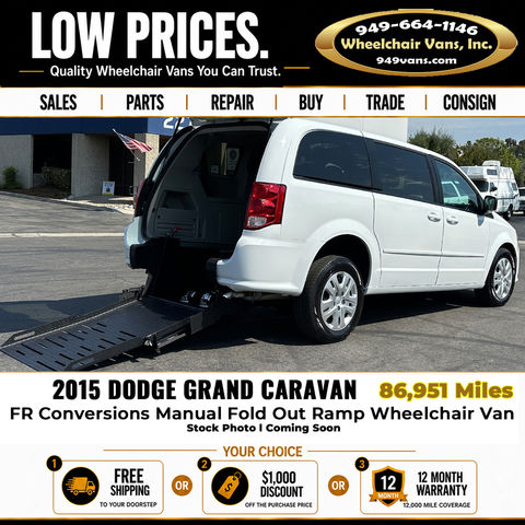 Used Wheelchair Van For Sale: 2015 Dodge Caravan SE Wheelchair Accessible Van For Sale with a FR Wheelchair Vans - Dodge Grand Caravan Rear Entry on it. VIN: 2C4RDGBG8FR636176