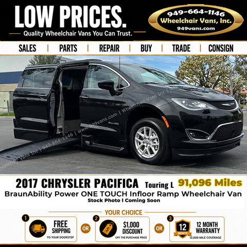 Used Wheelchair Van For Sale: 2017 Chrysler Pacifica Touring-L Wheelchair Accessible Van For Sale with a BraunAbility - Chrysler Infloor on it. VIN: 2C4RC1BG7HR734375