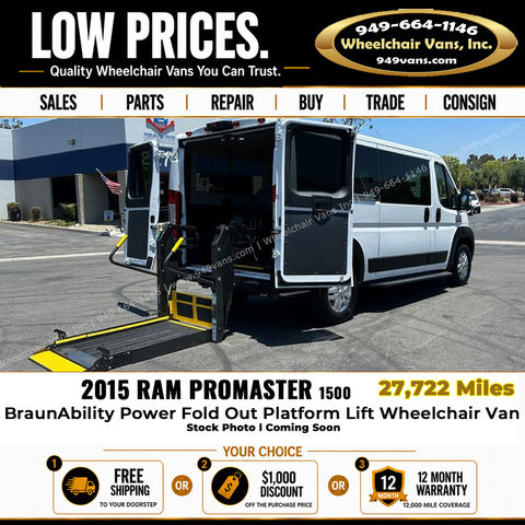Used Wheelchair Van For Sale: 2015 Ram Promaster 1500 136 WB Wheelchair Accessible Van For Sale with a Non Branded - Please See Description on it. VIN: 3C6TRVAG8FE505187