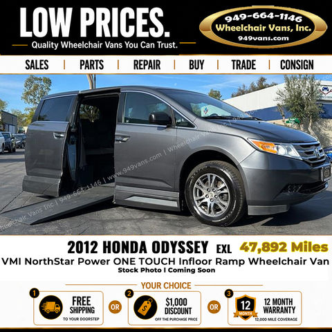 Used Wheelchair Van For Sale: 2012 Honda Odyssey EXL Wheelchair Accessible Van For Sale with a VMI - Honda Northstar on it. VIN: 5FNRL5H68CB029210