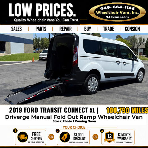 Used Wheelchair Van For Sale: 2019 Ford Transit XL Wheelchair Accessible Van For Sale with a Driverge - Commercial Transit Connect on it. VIN: NM0GE9E22K1426569