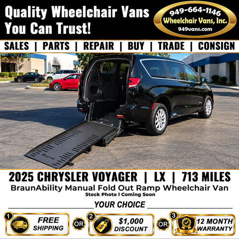 Used Wheelchair Van For Sale: 2025 Chrysler Voyager LX Wheelchair Accessible Van For Sale with a BraunAbility - Chrysler Manual Rear-Entry on it. VIN: 2C4RC1CG5SR612894