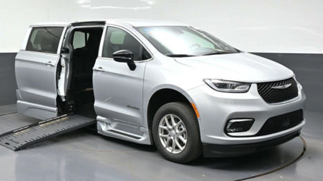 New Wheelchair Van For Sale: 2026 Chrysler Pacifica Select Safety Wheelchair Accessible Van For Sale with a BraunAbility Chrysler Foldout XT on it. VIN: 2C4RC1BG0TR232333