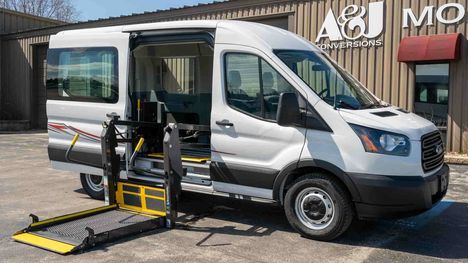 New Wheelchair Van For Sale:  Ford Transit Van 150 MR Wheelchair Accessible Van For Sale with a Non Branded A&J Ford Transit on it. VIN: BO