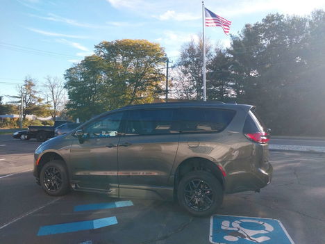 New Wheelchair Van For Sale: 2027 Chrysler Pacifica Select Wheelchair Accessible Van For Sale with a BraunAbility Chrysler Foldout XT on it. VIN: 2C4RC1BG1VR613613
