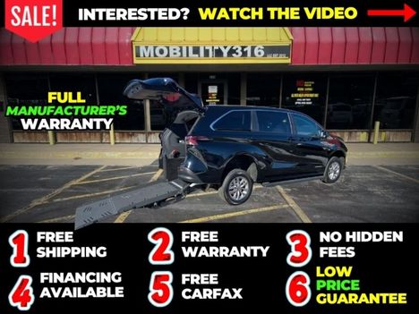 New Wheelchair Van For Sale: 2026 Toyota Sienna LE Wheelchair Accessible Van For Sale with a VMI Toyota Sienna Hybrid - Rear Entry - FWD on it. VIN: 20