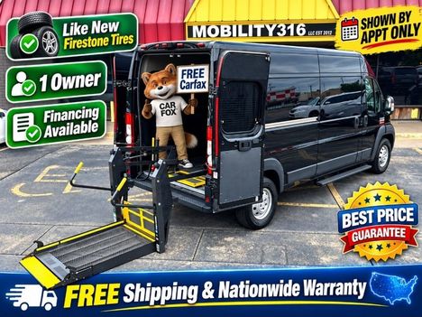 Used Wheelchair Van For Sale: 2019 Ram Promaster 2500 High Roof Wheelchair Accessible Van For Sale with a Driverge Ford Transit Full-Size Van on it. VIN: 3C6TRVPG1KE566138