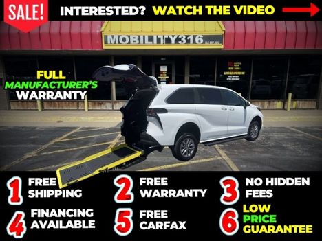 New Wheelchair Van For Sale: 2026 Toyota Sienna LE Wheelchair Accessible Van For Sale with a VMI Toyota Sienna Hybrid - Rear Entry - FWD on it. VIN: 5TDKRKEC7TS320124
