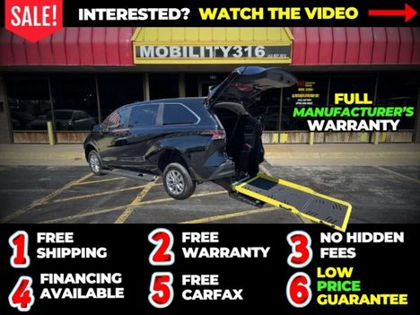 New Wheelchair Van For Sale: 2026 Toyota Sienna LE Wheelchair Accessible Van For Sale with a VMI Toyota Sienna Hybrid - Rear Entry - FWD on it. VIN: 5TDKRKEC7TS327249