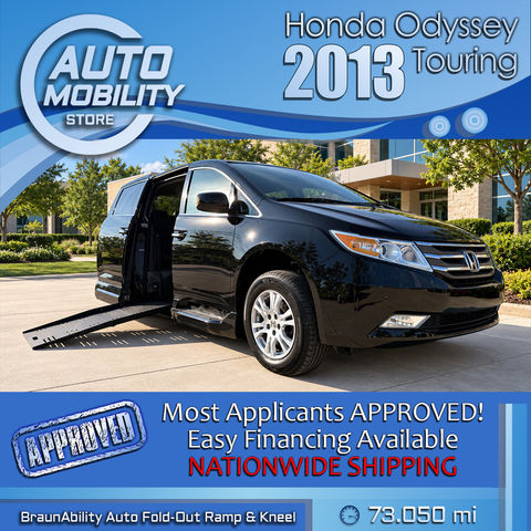 Used Wheelchair Van For Sale: 2013 Honda Odyssey Touring Wheelchair Accessible Van For Sale with a BraunAbility - Honda Entervan II on it. VIN: 5FNRL5H93DB049327
