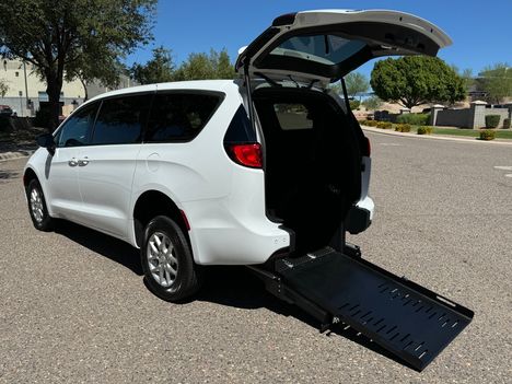 New Wheelchair Van For Sale: 2027 Chrysler Pacifica LX Wheelchair Accessible Van For Sale with a FR Conversions Manual Rear Entry on it. VIN: 2C4RC1CG1VR564931