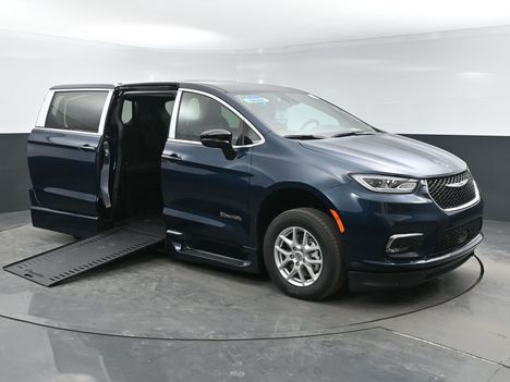 New Wheelchair Van For Sale: 2025 Chrysler Pacifica Select Wheelchair Accessible Van For Sale with a BraunAbility Power folding Ramp on it. VIN: 2C4RC1BG7SR570990
