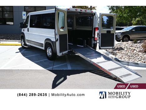 Used Wheelchair Van For Sale: 2014 Ram Promaster 136 WB Low Roof Mobility Handicap Van Wheelchair Accessible Van For Sale with a Driverge Commercial Manual Rear Entry Ramp on it. VIN: 3C6TRVAG3EE129772