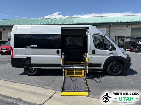 New Wheelchair Van For Sale: 2024 Ram Promaster 2500 SLT+ High Roof Wheelchair Accessible Van For Sale with a Non Branded Wheelchair Lift & Tiedowns on it. VIN: 3C6LRVPG1RE106018