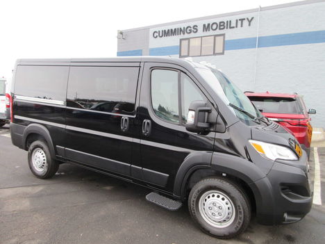 New Wheelchair Van For Sale: 2025 Ram Promaster 1500 Tradesman Low Roof Wheelchair Accessible Van For Sale with a Commercial Vans CMC ProMaster Transporter on it. VIN: 3C6LRVAG5SE555877