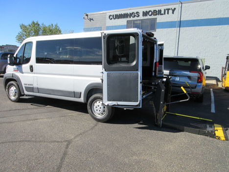 Used Wheelchair Van For Sale: 2018 Ram Promaster 1500 Low Roof w/118 Wheelchair Accessible Van For Sale with a Commercial Vans CMC ProMaster Transporter on it. VIN: 3C6TRVAG0JE154543