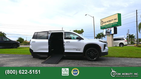 New Wheelchair Van For Sale: 2026 Chevrolet Traverse LT midnight / sport edition Wheelchair Accessible Van For Sale with a BraunAbility Chevrolet Traverse - Wheelchair SUV on it. VIN: 1GBERGKS4TJ363990