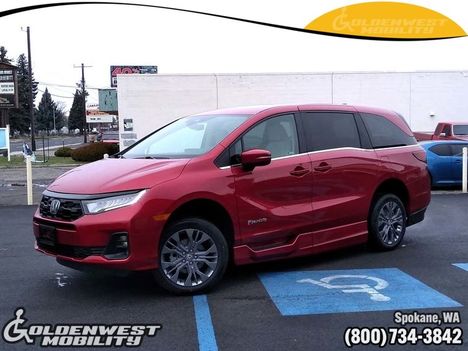 New Wheelchair Van For Sale: 2026 Honda Odyssey Touring Wheelchair Accessible Van For Sale with a BraunAbility Honda Power Infloor on it. VIN: 5FNRL6H82TB000339