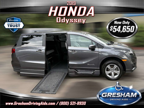Used Wheelchair Van For Sale: 2019 Honda Odyssey EX-L Wheelchair Accessible Van For Sale with a BraunAbility Honda Power Infloor on it. VIN: 5FNRL6H75KB037584
