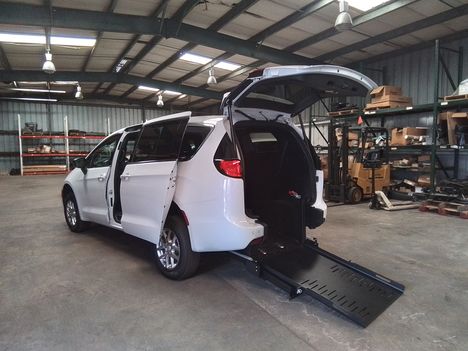 New Wheelchair Van For Sale: 2027 Chrysler Pacifica LX Wheelchair Accessible Van For Sale with a FR Conversions Manual Rear Entry on it. VIN: 2C4RC1CGXVR564846