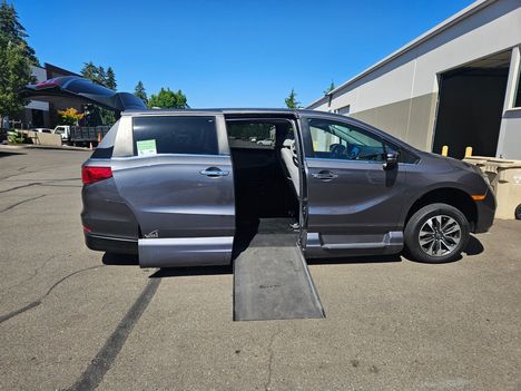 Used Wheelchair Van For Sale: 2022 Honda Odyssey EX-L Wheelchair Accessible Van For Sale with a Vantage Mobility VMI Northstar on it. VIN: 5FNRL6H71NB062650
