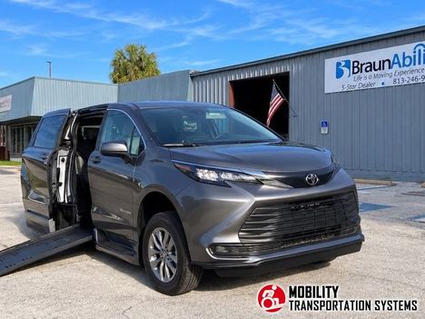 New Wheelchair Van For Sale: 2026 Toyota Sienna LE Wheelchair Accessible Van For Sale with a BraunAbility Toyota Rampvan XL on it. VIN: 5TDKRKEC8TS305521