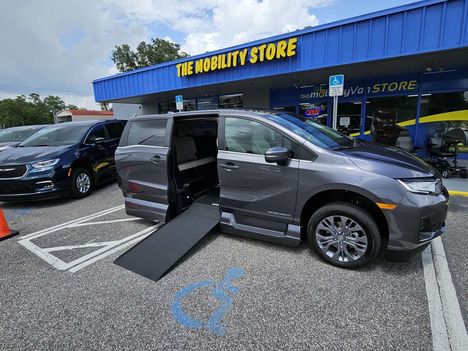 New Wheelchair Van For Sale: 2025 Honda Odyssey Touring Wheelchair Accessible Van For Sale with a VMI Honda Northstar on it. VIN: 5FNRL6H80SB052549