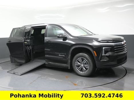 New Wheelchair Van For Sale: 2026 Chevrolet Traverse 1LT Wheelchair Accessible Van For Sale with a BraunAbility Side Ramp on it. VIN: 1GBERGKS4TJ386640