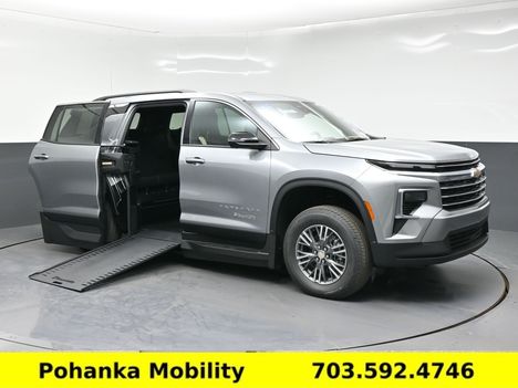 New Wheelchair Van For Sale: 2026 Chevrolet Traverse FWD 1LT Wheelchair Accessible Van For Sale with a BraunAbility Side Ramp on it. VIN: 1GBERGKS9TJ332492