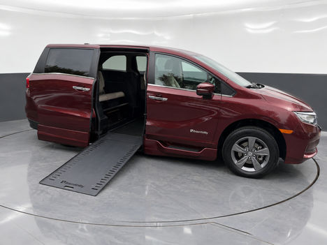 Used Wheelchair Van For Sale: 2021 Honda Odyssey EX Wheelchair Accessible Van For Sale with a BraunAbility Side Ramp XI on it. VIN: 5FNRL6H58MB007013