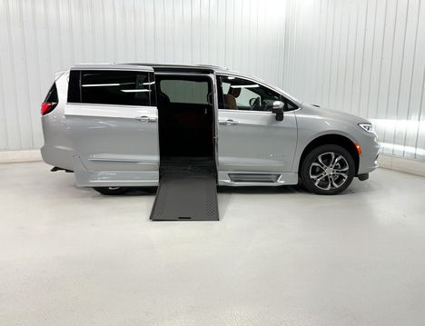 New Wheelchair Van For Sale: 2026 Chrysler Pacifica PINNACLE Wheelchair Accessible Van For Sale with a Rollx 12.5 Inch Drop Floor Conversion with In-the-floor Ramp on it. VIN: 401890