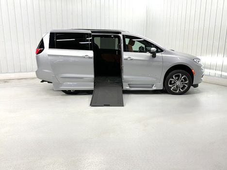 New Wheelchair Van For Sale: 2026 Chrysler Pacifica PINNACLE Wheelchair Accessible Van For Sale with a Rollx 12.5 Inch Drop Floor Conversion with In-the-floor Ramp on it. VIN: 401902