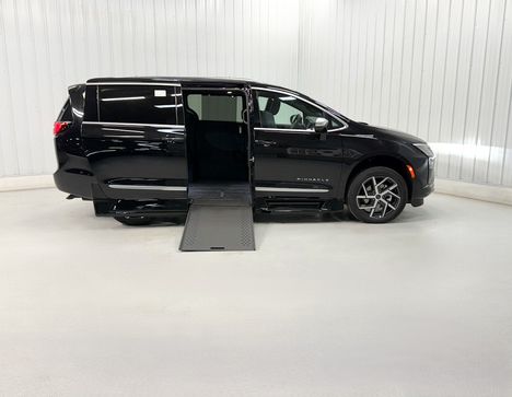 New Wheelchair Van For Sale: 2027 Chrysler Pacifica PINNACLE Wheelchair Accessible Van For Sale with a Rollx 12.5 Inch Drop Floor Conversion with In-the-floor Ramp on it. VIN: 402007