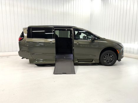 New Wheelchair Van For Sale: 2027 Chrysler Pacifica SELECT Wheelchair Accessible Van For Sale with a Rollx 12.5 Inch Drop Floor Conversion with In-the-floor Ramp on it. VIN: 402028
