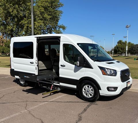 New Wheelchair Van For Sale: 2024 Ford Transit High Roof Wheelchair Accessible Van For Sale with a  on it. VIN: 3c6trvdg4le101811