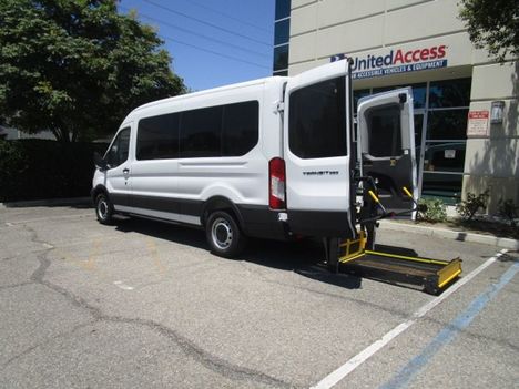 New Wheelchair Van For Sale: 2026 Ford Transit 350 XL MR 148WB Wheelchair Accessible Van For Sale with a Passenger Rear LIFT on it. VIN: 1FDAX2C88TKA12365
