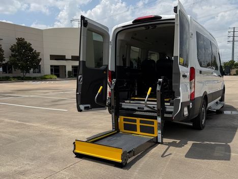 New Wheelchair Van For Sale: 2026 Ford Transit 350 XL MR Pass 148WB Wheelchair Accessible Van For Sale with a Passenger Rear LIFT on it. VIN: 1FDAX2C8XTKA65004