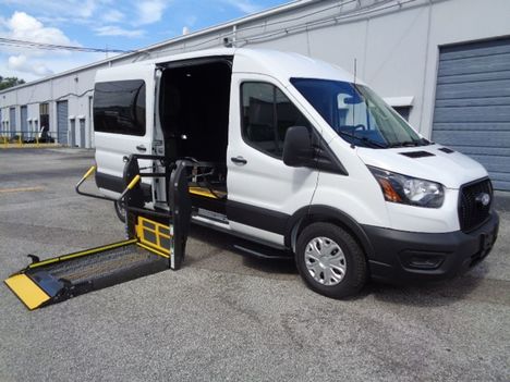 New Wheelchair Van For Sale: 2026 Ford Transit 150 Wheelchair Accessible Van For Sale with a Passenger Side LIFT on it. VIN: 1FTYE1C85TKB34491