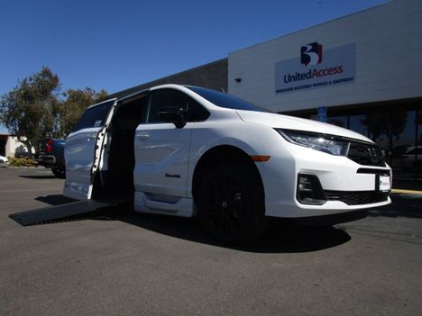 New Wheelchair Van For Sale: 2026 Honda Odyssey Sport Wheelchair Accessible Van For Sale with a BraunAbility XI on it. VIN: 5FNRL6H75TB028305